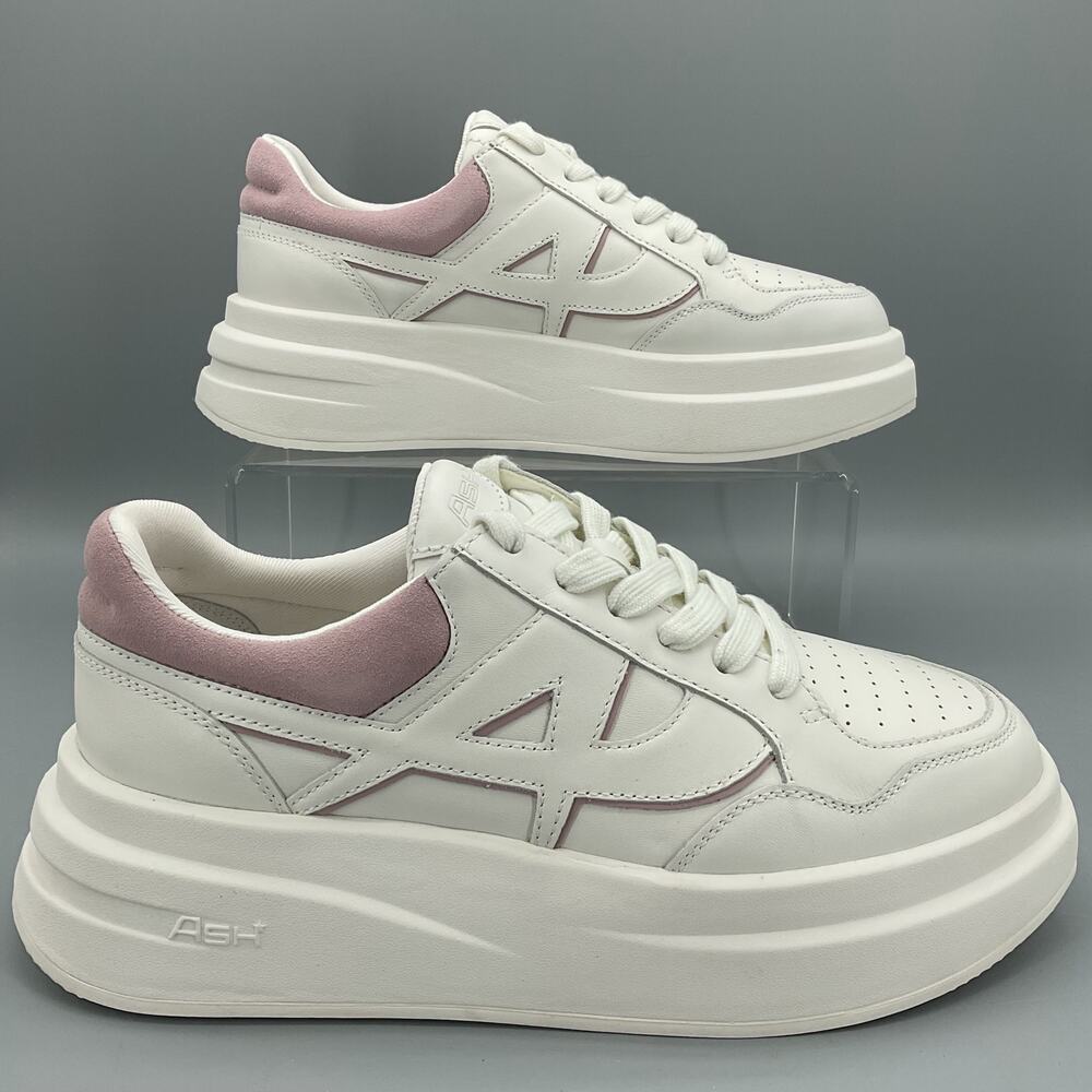 NEW Ash Women’s Icon Platform Lace up Sneakers White/Whisteria Size 10M